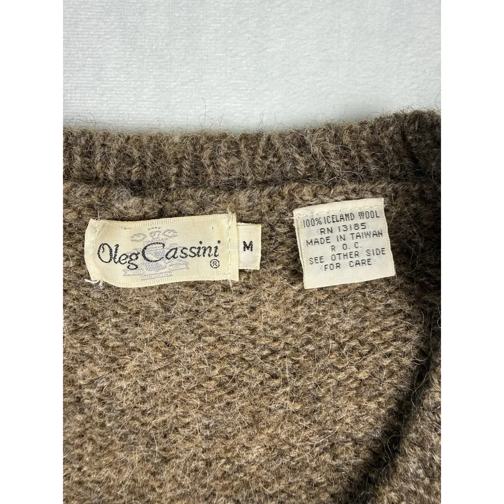 VTG Oleg Cassini Icelandic Wool Sweater Men Brown Argyle Taiwan Preppy Y2K 90s